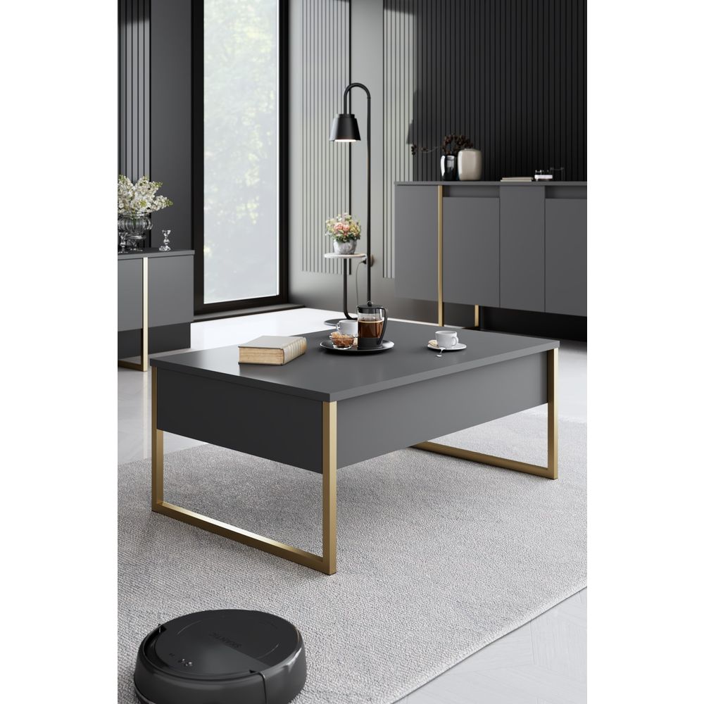 Luxe - Set Namještaja za Dnevni Boravak u Antracit, Zlatno Orah Boji slika 4
