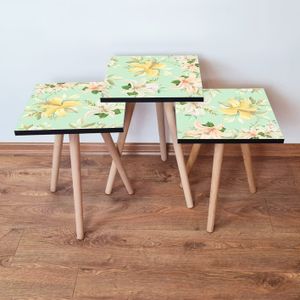 Nesting stolovi 3Shp168 - Set od 3 komada - boje: zelena, žuta, bež