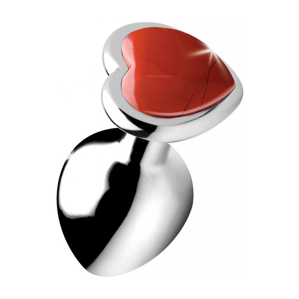 XR Brands Red Jasper Heart - analni čep - Srednji slika 1