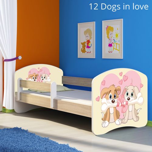 Dječji krevet ACMA s motivom, bočna sonoma 180x80 cm 12-dogs-in-love slika 1