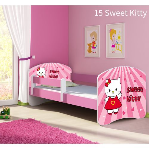 Dječji krevet ACMA s motivom, bočna roza 180x80 cm 15-sweet-kitty slika 1