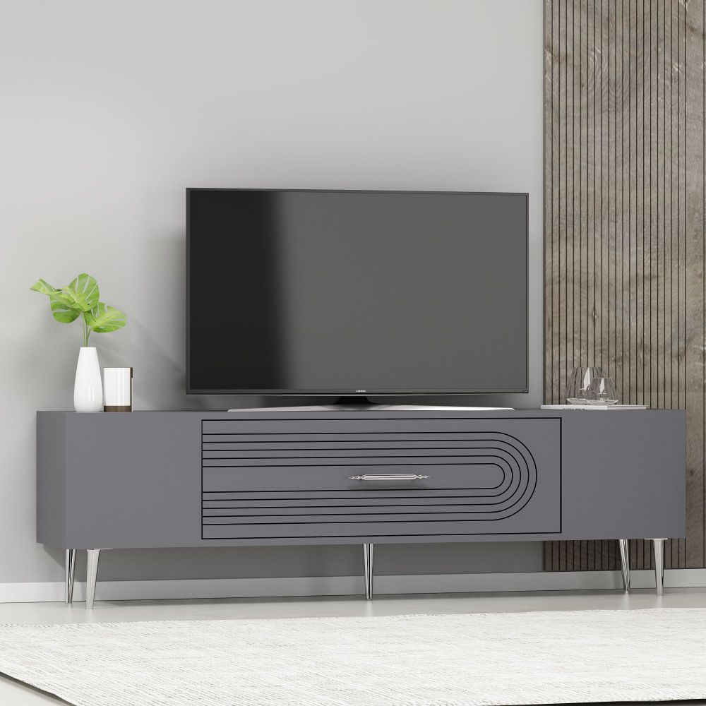 TV Stalak Dekol3 u Antracitnoj i Srebrnoj Boji slika 2