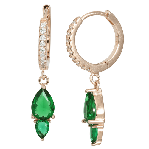 J&B Jewellery 925 Srebrne Alke 0035 - Rose Gold CZ green slika 1