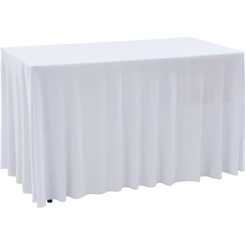 Rastezljive navlake za stol 2 kom duge 243 x 76 x 74 cm bijele slika 21
