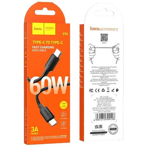 hoco. USB kabl za smartphone, tip C, 60W - X96 Hyper, 60W, Crni slika 6