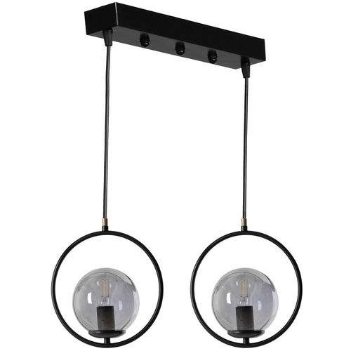 Ring 2 Li Sıralı Füme Camlı Siyah Sarkıt Black Chandelier slika 1