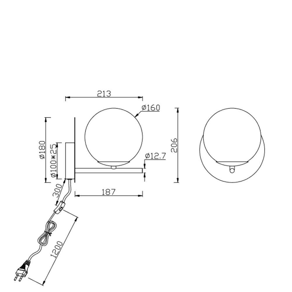 PURE ZIDNA LAMPA CRNO slika 5