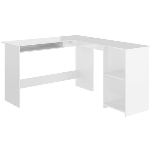 Kutni radni stol visoki sjaj bijeli 120 x 140 x 75 cm iverica slika 14