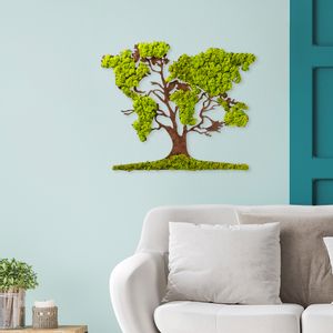 Wallity Tree 2 Zeleno-Braon Dekorativni Zidni Ukras