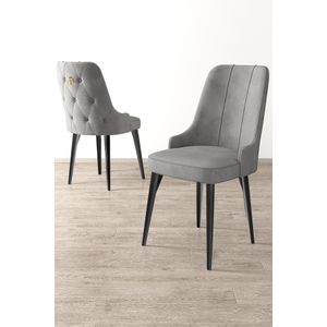 Newa - Sivi i Crni Set Stolica (6 Komada)