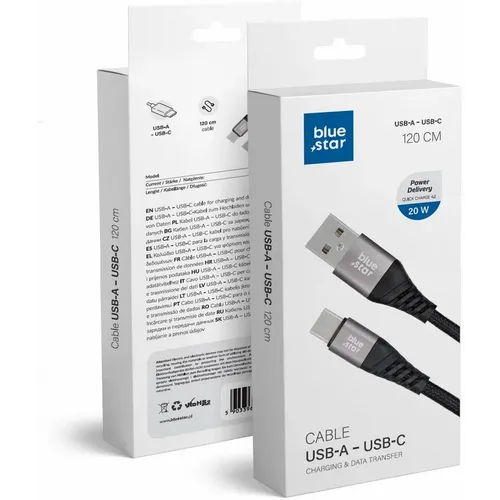 Blue Star pleteni kabel s USB A na Lightning 2.4A konektorom slika 1