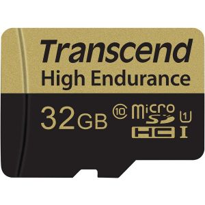 Transcend TS32GUSDHC10V 32GB microSD, UHS-I U1 Class 10 High Endurance, Read/Write up to 95/25 MB/s, Video Recording