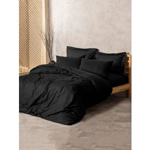 Plaid - Black Black Ranforce King Quilt Cover Set (FR)