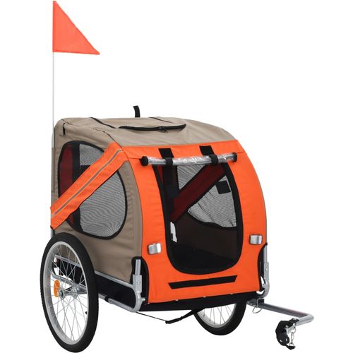 Prikolica za bicikl za psa narančasto-siva slika 14