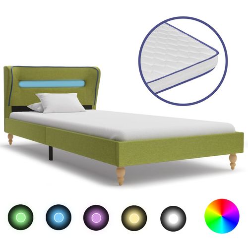 Krevet od tkanine s memorijskim madracem LED zeleni 90 x 200 cm slika 34