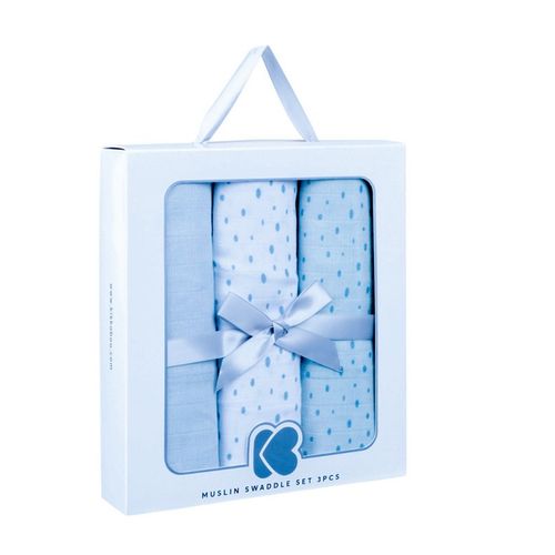 Kikka Boo Muslin set za povijanje Dots Blue 80x80cm, 3kom slika 1