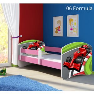 Dječji krevet ACMA s motivom, bočna roza 160x80 cm 06-formula-1