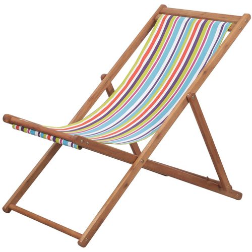 Sklopiva ležaljka za plažu od tkanine s drvenim okvirom višebojna slika 10