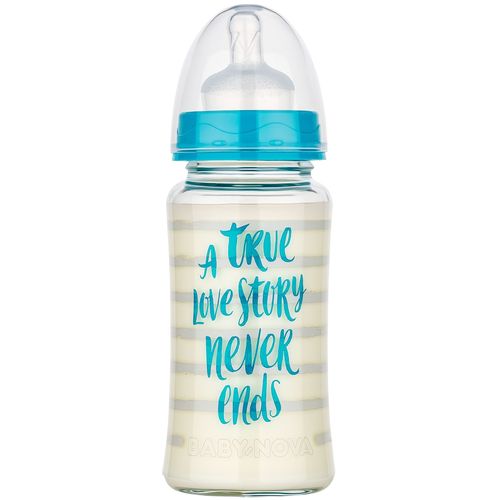 BABY NOVA Staklena flašica za bebu 0m+ 230ml, Plava slika 1