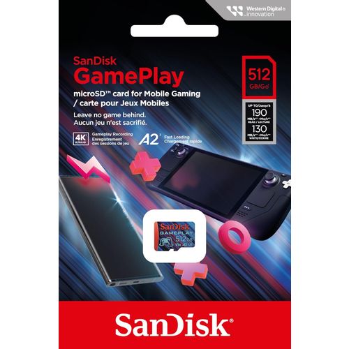 SanDisk GamePlay microSDXC UHS-I kartica, 512GB, 190MB/s čitanje, 130MB/s pisanje, V30, U3, C10 slika 5