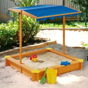 Kinder Home Drveni pješčanik sa podesivom tendom, 112х112cm