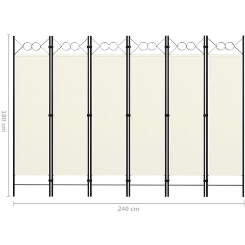 Sobna pregrada sa 6 panela krem-bijela 240 x 180 cm slika 33