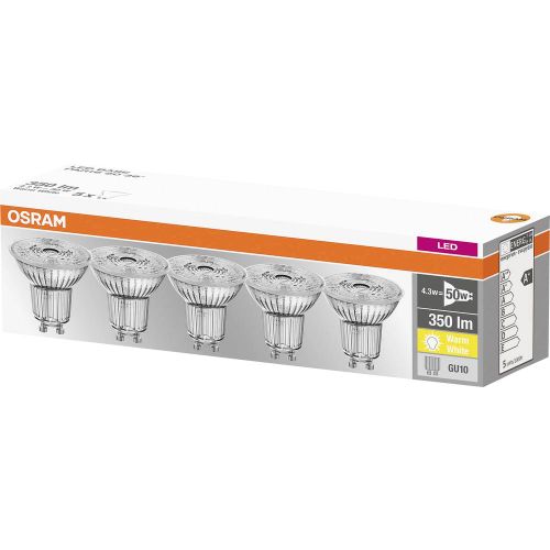 OSRAM 4058075090460 LED Energetska učinkovitost 2021 F (A - G) GU10 reflektor 4.3 W = 50 W toplo bijela (Ø x D) 50 mm x 52 mm  5 St. slika 2