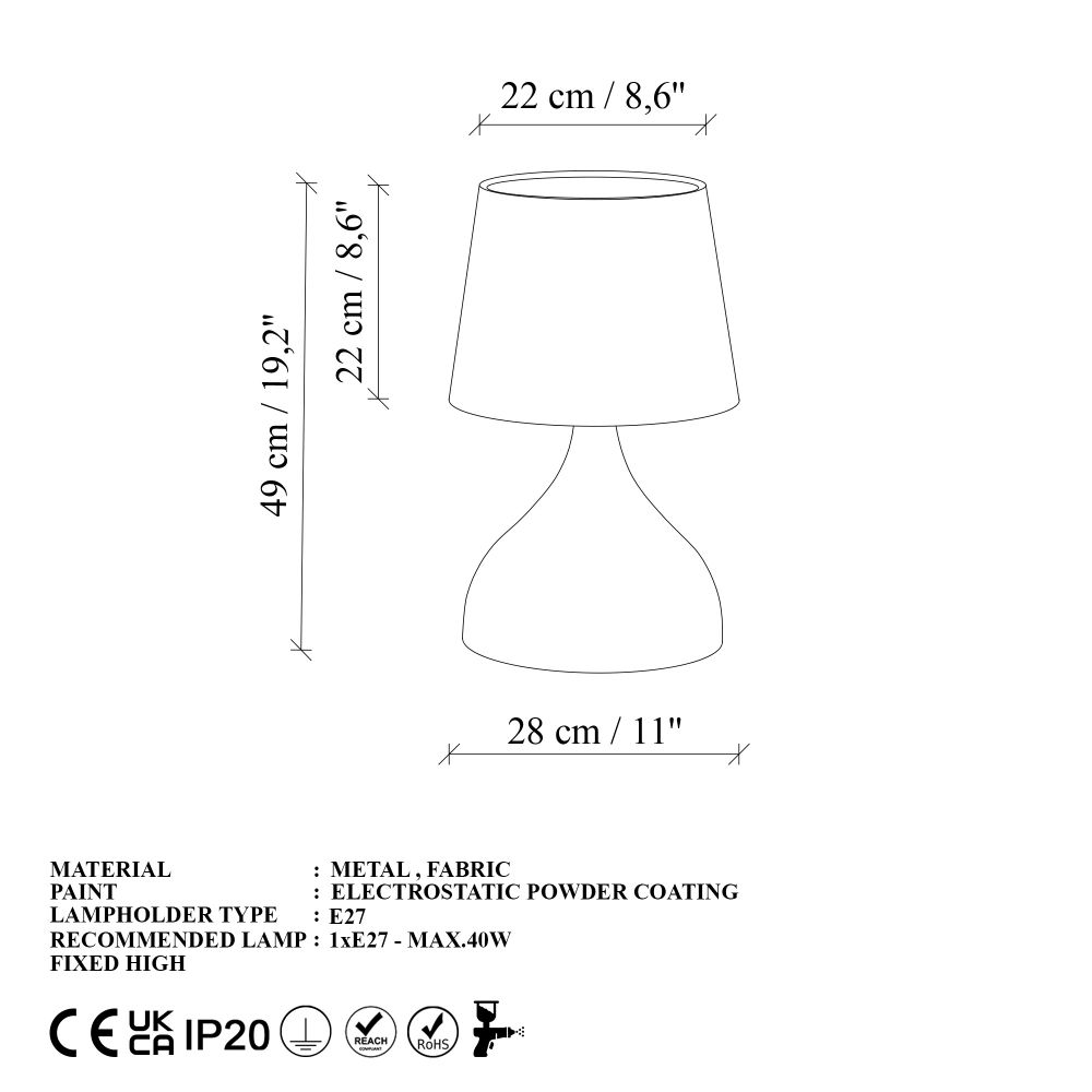 Gota - Crna Stolna Lampa 15470 slika 7