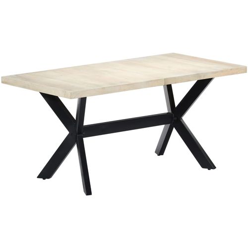Blagovaonski stol bijeli 160x80x75 cm od masivnog drva manga slika 16