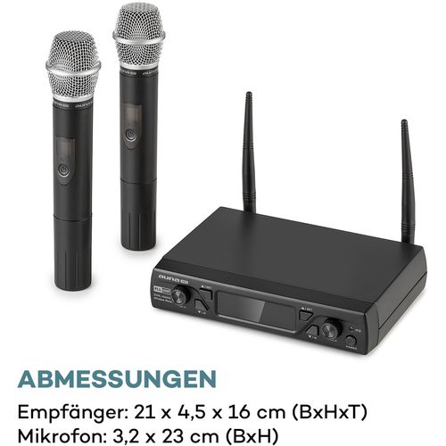 Auna Pro UHF200C-2H set 2-kanalnih UHF bežićnih mikrofona, Crna slika 17