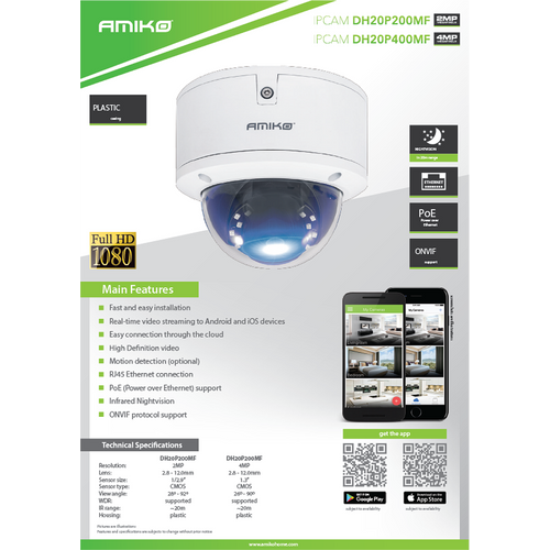 Amiko Home Kamera IP 4 MP, PoE, 1/3" CMOS, HD Lens 2,8 - 12mm - DH20P400MF slika 3