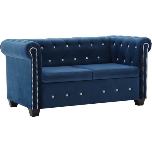 Dvosjed Chesterfield s baršunastom presvlakom 146 x 75 x 72 cm plavi slika 19