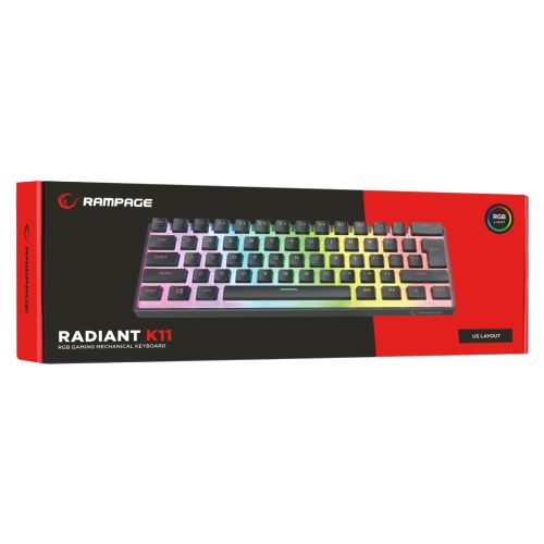 Rampage radiant k11 red switch us white gaming tastatura slika 6