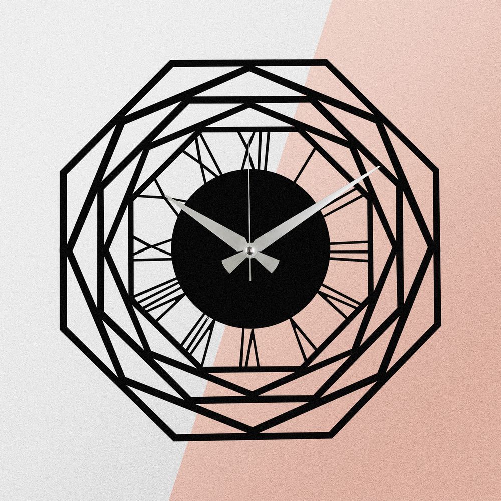 Enzoclock - S012 Crni Dekorativni Metalni Zidni Sat slika 5