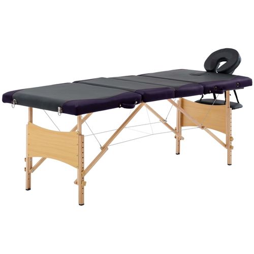 Sklopivi masažni stol s 4 zone drveni crno-ljubičasti slika 10