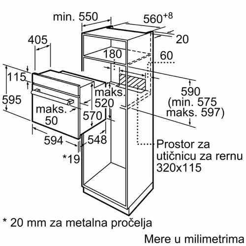 Bosch HBF154YS0 Ugradna multifunkcionalna rerna - Oštećena ambalaža/otpakovan slika 7