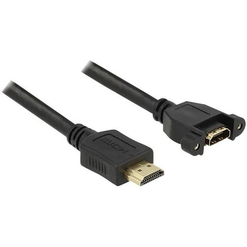 Delock HDMI produžetak HDMI A utikač, HDMI A utičnica 1.00 m crna 85102 mogućnost vijčanog spajanja, pozlaćeni kontakti HDMI kabel slika 4