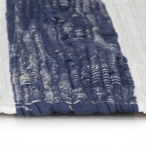 Ručno tkani tepih Chindi od pamuka 120 x 170 cm plavo-bijeli slika 20
