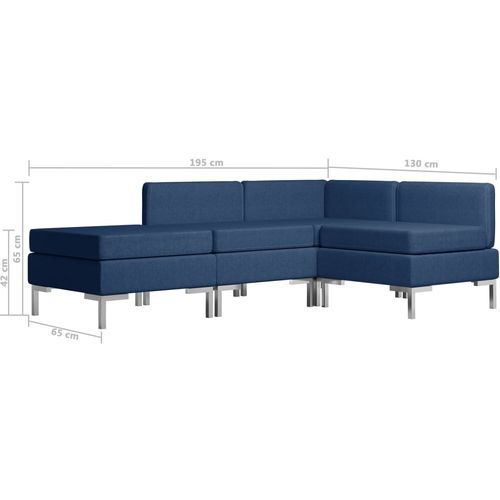 4-dijelni set sofa od tkanine plavi slika 26