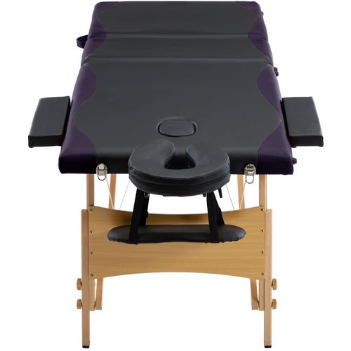 Sklopivi masažni stol s 3 zone drveni crno-ljubičasti slika 17