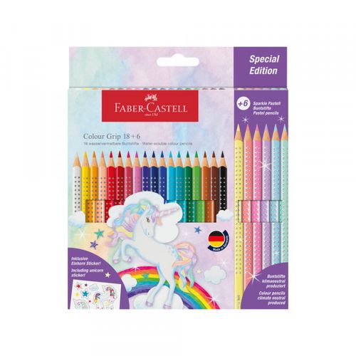 Drvene bojice Faber Castell GRIP 1/18 Unicorn+6 Sparkle pastel 201543 slika 1