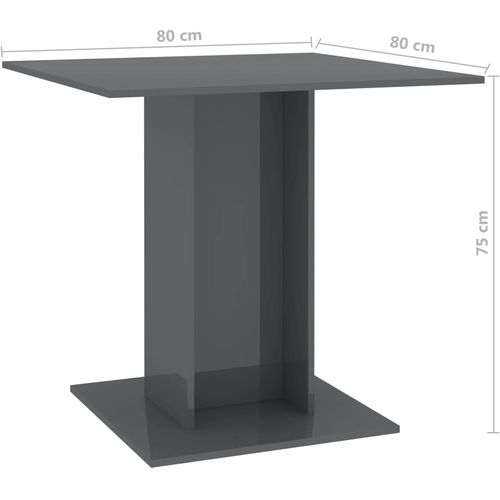 Blagovaonski stol visoki sjaj sivi 80 x 80 x 75 cm od iverice slika 13