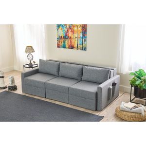 Sofa na razvlačenje Saros - Sivi 3-sjedalni