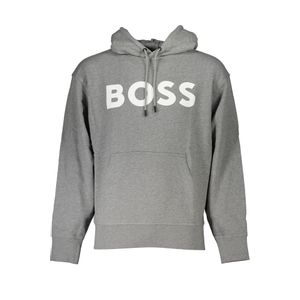 HUGO BOSS MEN'S GRAY ZIPLESS SWEATSHIRT