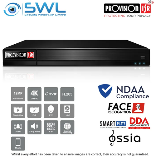 PROVISION-ISR NVR12-16400PFAN(1U) 16CH NVR PREPOZNAVANJE LICA 16X POE 2X HDD slika 1