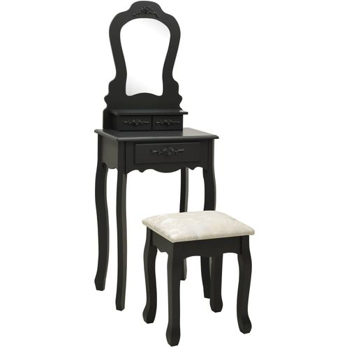 Toaletni stolić sa stolcem crni 50x59x136 cm drvo paulovnije slika 20