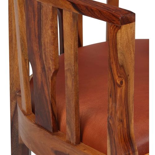 Blagovaonske stolice od prave kože i masivnog drva šišama 2 kom slika 15