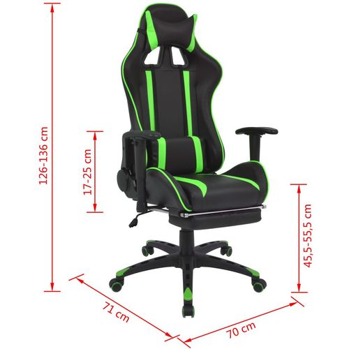 Podesiva igraća uredska stolica s osloncem za noge zelena slika 14