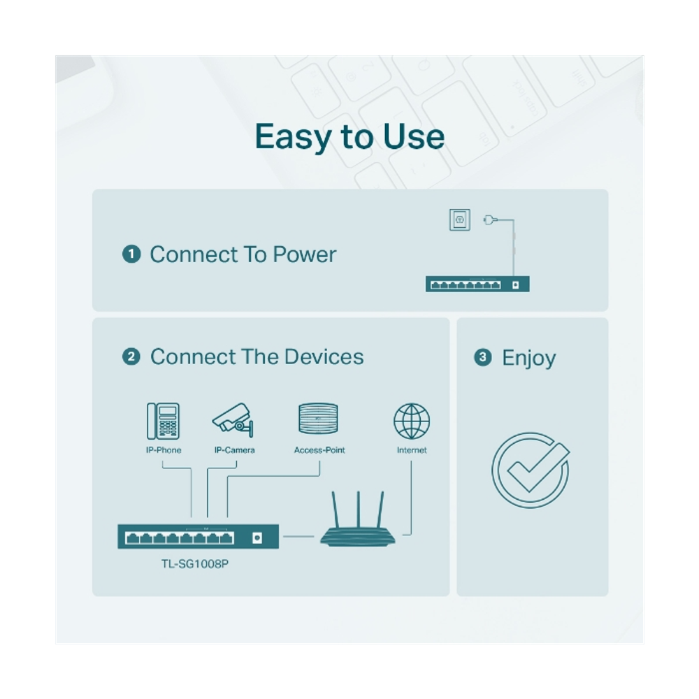 TP-Link TL-SG1008P 8-portni gigabitni desktop switch s 4 PoE+ porti slika 5