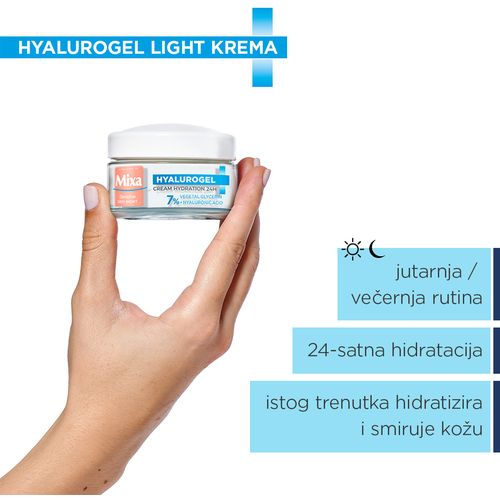 Mixa Hyalurogel Light intenzivna hidratacija, osjetljiva normalna i dehidrirana koža 50 ml slika 2